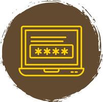 Laptop Line Circle Sticker Icon vector