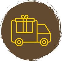 Delivery Truck Line Circle Sticker Icon vector