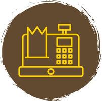 Cash Register Line Circle Sticker Icon vector