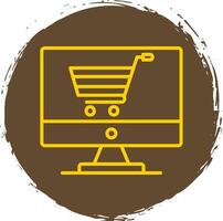 en línea circulo pegatina compras línea circulo pegatina icono vector