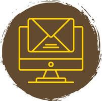 correo línea circulo pegatina icono vector