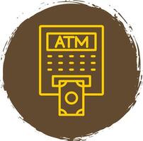 ATM Line Circle Sticker Icon vector