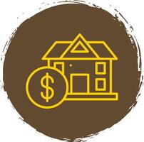 Home Value Line Circle Sticker Icon vector