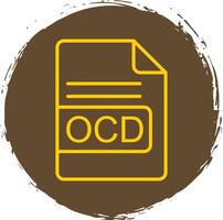 ocd archivo formato línea circulo pegatina icono vector