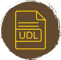 udl archivo formato línea circulo pegatina icono vector