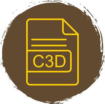 c3d archivo formato línea circulo pegatina icono vector