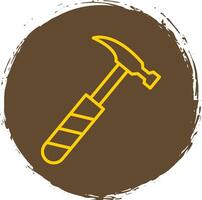 Hammer Line Circle Sticker Icon vector