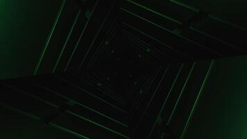 movimiento en oscuro cuadrado túnel. diseño. bucear abajo melancólico cuadrado túnel. giratorio oscuro 3d forma cuadrada túnel video