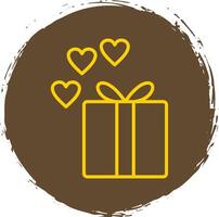 Gift Box Line Circle Sticker Icon vector