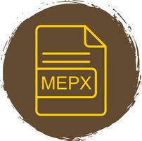 mepx archivo formato línea circulo pegatina icono vector