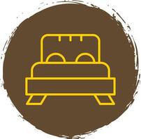 Bed Line Circle Sticker Icon vector