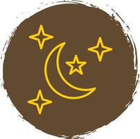 Night Line Circle Sticker Icon vector