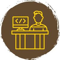 Programmer Line Circle Sticker Icon vector
