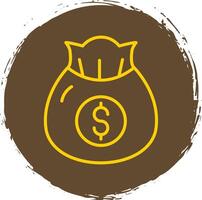 Money Bag Line Circle Sticker Icon vector