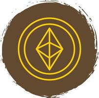 ethereum línea circulo pegatina icono vector