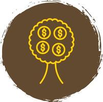 Money Tree Line Circle Sticker Icon vector