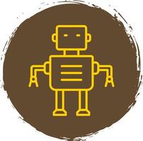 Robot Line Circle Sticker Icon vector