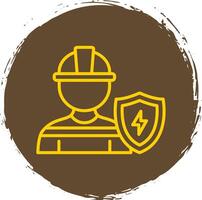 Engineering Protection Line Circle Sticker Icon vector