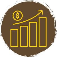 dinero crecimiento línea circulo pegatina icono vector