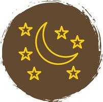 Moon Line Circle Sticker Icon vector