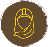 Hijab Line Circle Sticker Icon vector