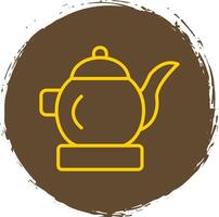 Tea Pot Line Circle Sticker Icon vector