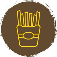 French Fries Line Circle Sticker Icon vector