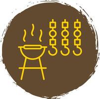 Bbq Line Circle Sticker Icon vector