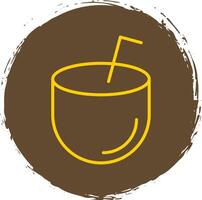 Coconut Drink Line Circle Sticker Icon vector