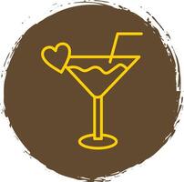 Cocktail Line Circle Sticker Icon vector