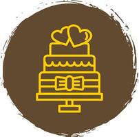 Wedding Cake Line Circle Sticker Icon vector