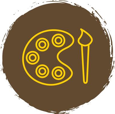 Paint Palette Line Circle Sticker Icon