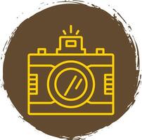 Dslr Camera Line Circle Sticker Icon vector