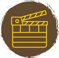 Clapperboard Line Circle Sticker Icon vector