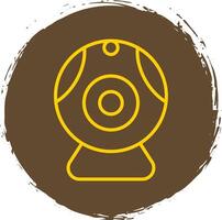 Web camera Line Circle Sticker Icon vector