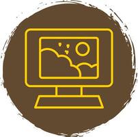 Monitor Line Circle Sticker Icon vector