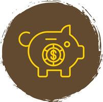 cerdito banco línea circulo pegatina icono vector