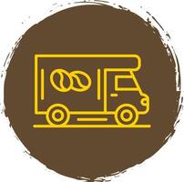 Coffee Truck Line Circle Sticker Icon vector