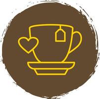 Love Coffee Line Circle Sticker Icon vector