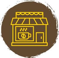 café línea circulo pegatina icono vector