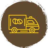 Coffee Truck Line Circle Sticker Icon vector