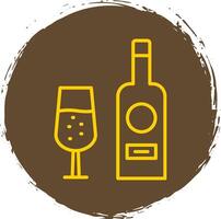 Wine Bottle Line Circle Sticker Icon vector