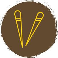 Chopsticks Line Circle Sticker Icon vector