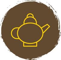 Tea Pot Line Circle Sticker Icon vector