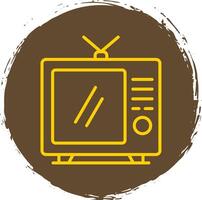 Tv Line Circle Sticker Icon vector