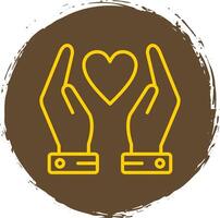 Hands Holding Heart Line Circle Sticker Icon vector