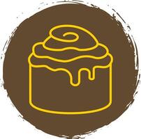 Cinnamon Roll Line Circle Sticker Icon vector