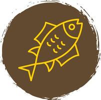 Tuna Line Circle Sticker Icon vector