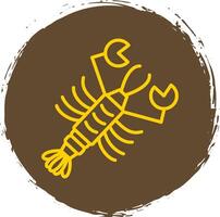 Lobster Line Circle Sticker Icon vector