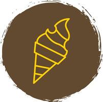 Ice Cream Line Circle Sticker Icon vector